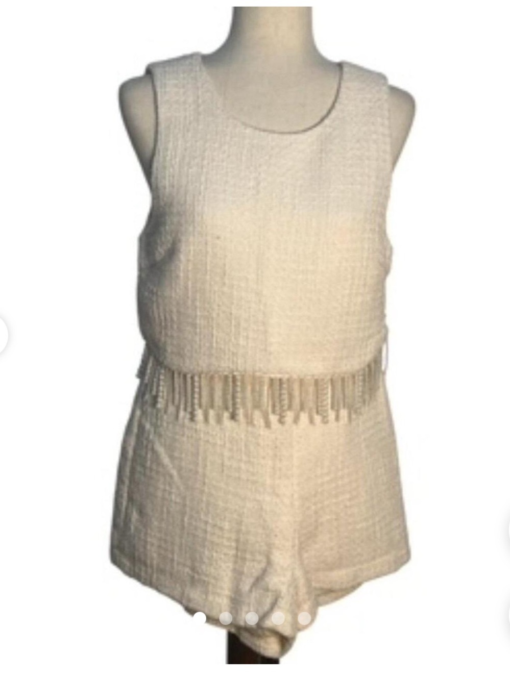NWT Jason Wu Cream Textured Fringe Crop Top and Shorts - Picture 2 of 5